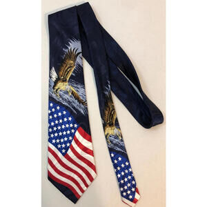 Steven Harris Men's Necktie Hand Made USA American Flag Flying Eagle Patriotic